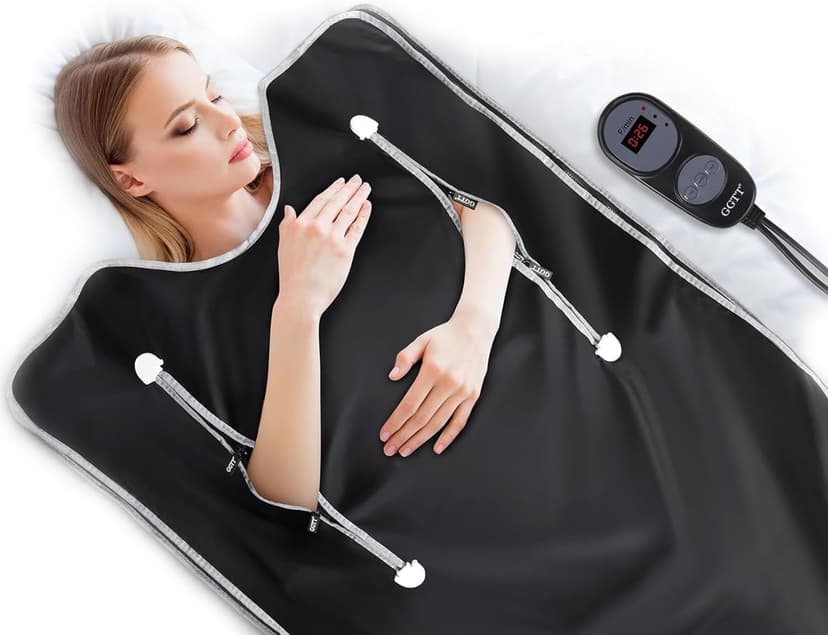 Infrared Sauna Blanket-Sauna Blanket for Home Use, Portable Design for Relaxation and Detoxification Highest 176℉, 20-60 Minutes Timer, 6 ft x 2.65 ft（Deep Black1）