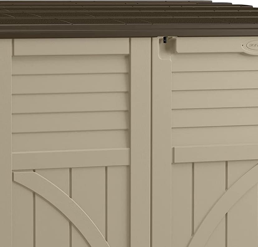 Suncast 34 Cu. Ft. Horizontal Shed for Outdoor Storage w/ Locking System, Sand/Slate