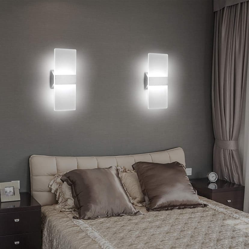ChangM Modern LED Acrylic Wall Sconce 12W Cool White 6000K Up Down Lamp for Bedroom Corridor Stairs Bathroom Indoor Lighting Fixture Lamps Home Room Decor Not Dimmable No Plug(1 Pack)