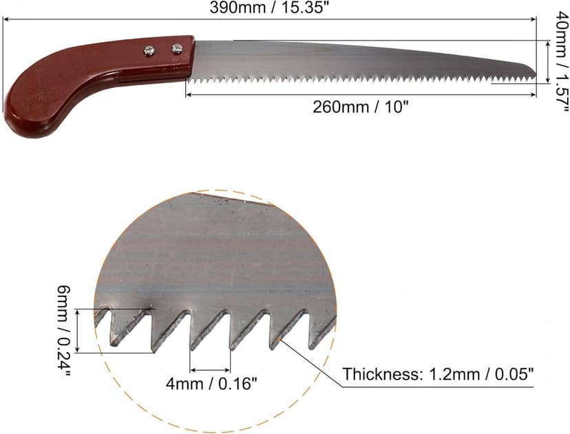 uxcell 10 Inch Pruning Saws, Straight Blade Hand Saw Wood Handle for Camping Garden Wood Tree Branches Trimming