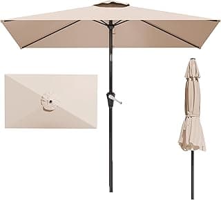 6.5' x 10' Rectangular Patio Umbrellas for Outdoor, Outdoor Table Umbrella, Large Outdoor Patio Umbrellas with 6 Sturdy Ribs for Market, Garden, Pool (Beige)