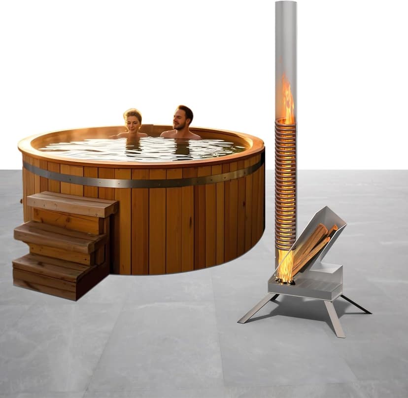 Outdoor Wood Burning Heater for Hot Tub, Portable Wood Fired Hot Tub Heaters,Titanium Coil Heat Exchanger Heating for Spas, Small Swiming Pools Wood Burning Stove
