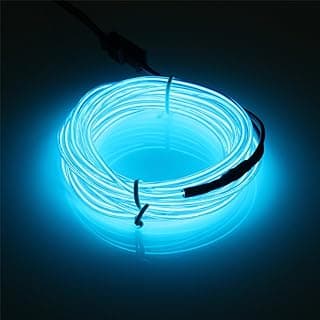 JIGUOOR EL Wire Battery Pack 16.4ft / 5m Bright Neon Light Strip 360° Illumination Neon Tube Rope Lights for DIY, Festival, Party Decoration, Pub, Halloween, Chrismas (16.4ft / 5m, Blue)