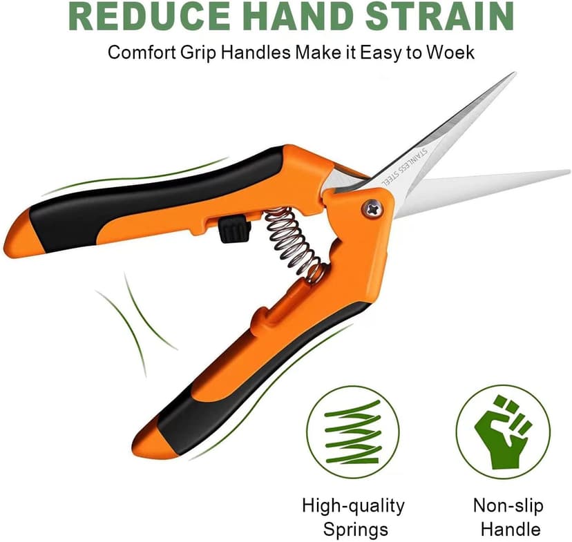 Hand Pruner， Pruning Shear，Garden clippers, snip scissors, ratchet pruning shears, work 3 times easier, gardening tools, sharp garden scissors, arthritis weak hand snips (Orange)