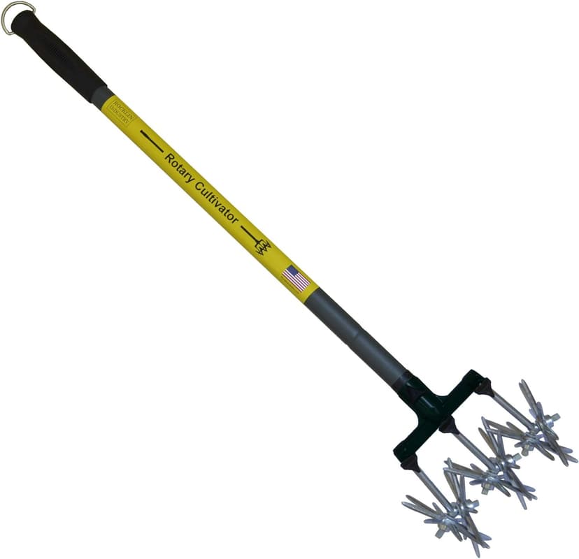 Rocklin Rotary Cultivator Tool - 60” Extra Long Handle - Aluminum Tines - Light Duty - for Softer Soils and Lawns - Also Great for Raised Bed Cultivating