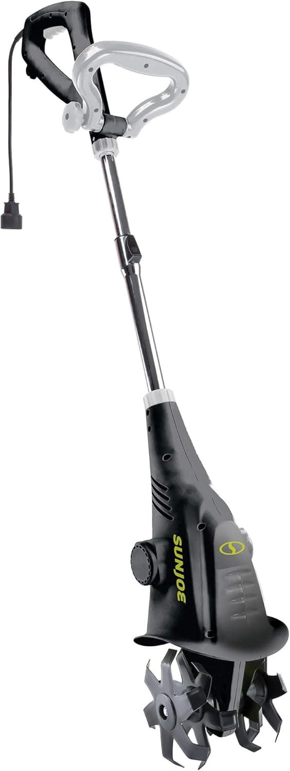 Sun Joe Electric Garden Cultivator with 2.5 Amp Motor and Steel Blades, Cultivates in 6.3 Inch Wide Path for Small Gardens and Flower Beds, Green