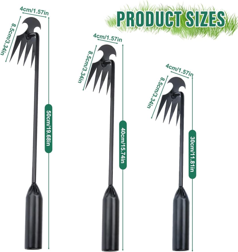 Manual Weed Remover Tool for Lawn and Garden, 2025 Upgrade Garden Weed Pulling Tool Uprooting Weeding Tool,Weed Puller Tool 4 Tooth Manganese Steel for Gardening Backyard Farm (19.7in)