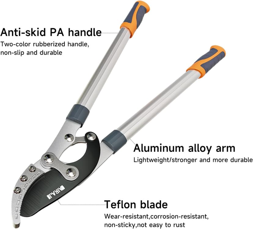 AIRAJ 27” Anvil Loppers for Tree Trimming Heavy Duty with Compound Action,Tree Branch Cutter with 2 Inch Cutting Capacity,Chops Thick Branches Ease,Garden Lopper Pruning Shears Heavy Duty,Tree Trimmer