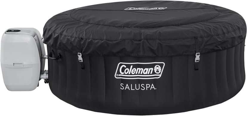 Coleman Miami AirJet Large Round 2 to 4 Person Inflatable Hot Tub Portable Outdoor Spa with 120 AirJets and EnergySense Cover, Black