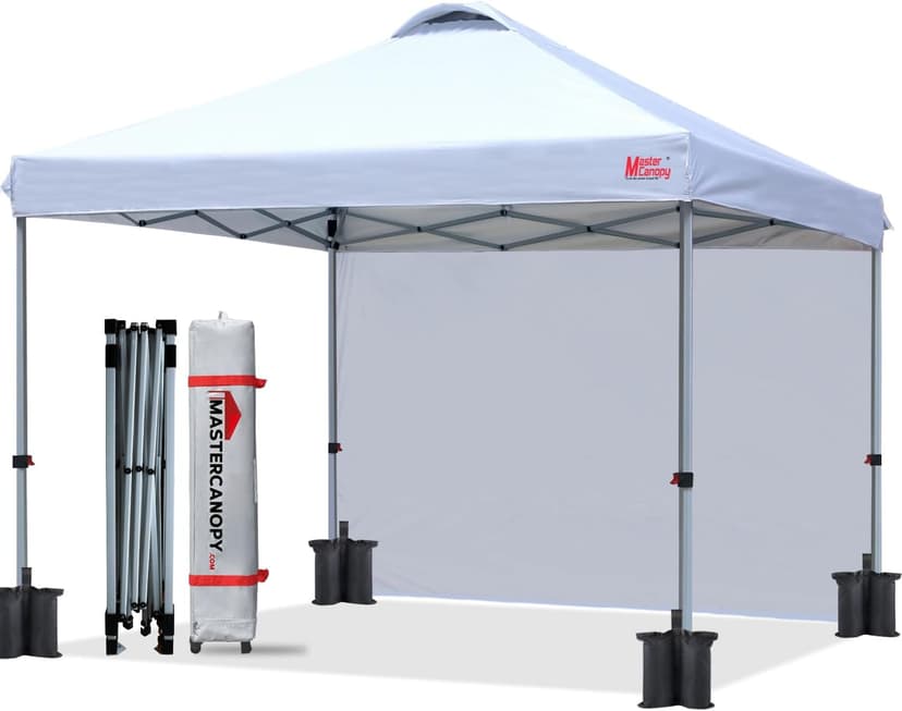 MASTERCANOPY Durable Pop-up Canopy Tent with 1 Sidewall (10'x10',White)