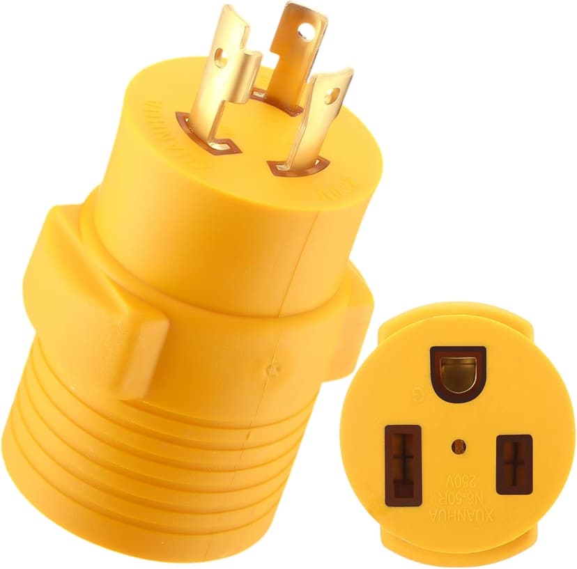 Kanayu Generator Welder Adapter Compatible with Nema L6-30P to 6-50R 3 Prong 30 Amp Locking Male Plug to 50 Amp Female Receptacle Adapter Generator RV EV Charger Power Cord Connector