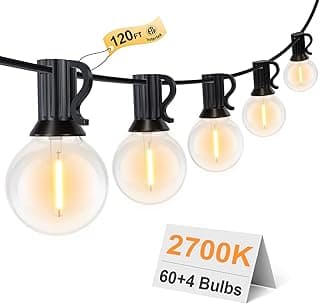 GPATIO 120FT Outdoor String Lights, Waterproof Patio Lights with 64 Hanging Globe G40 Bulbs, 2700k Shatterproof for Backyard Balcony Party Camping Outside Decor
