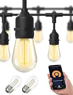XMCOSY+ Smart Outdoor String Lights, 98Ft LED Patio Lights Waterproof IP65, App Control, Compatible with Alexa, Dimmable Edison Bulbs Outdoor Light for Yard Porch Bistro Outside