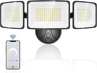 Onforu 100W Smart LED Security Flood Lights Outdoor, 9000LM Brightness Adjustable, WiFi Alexa Flood Light APP Control Tunable 2700K-6500K, Exterior Floodlight with 3 Adjustable Heads for Yard Garage