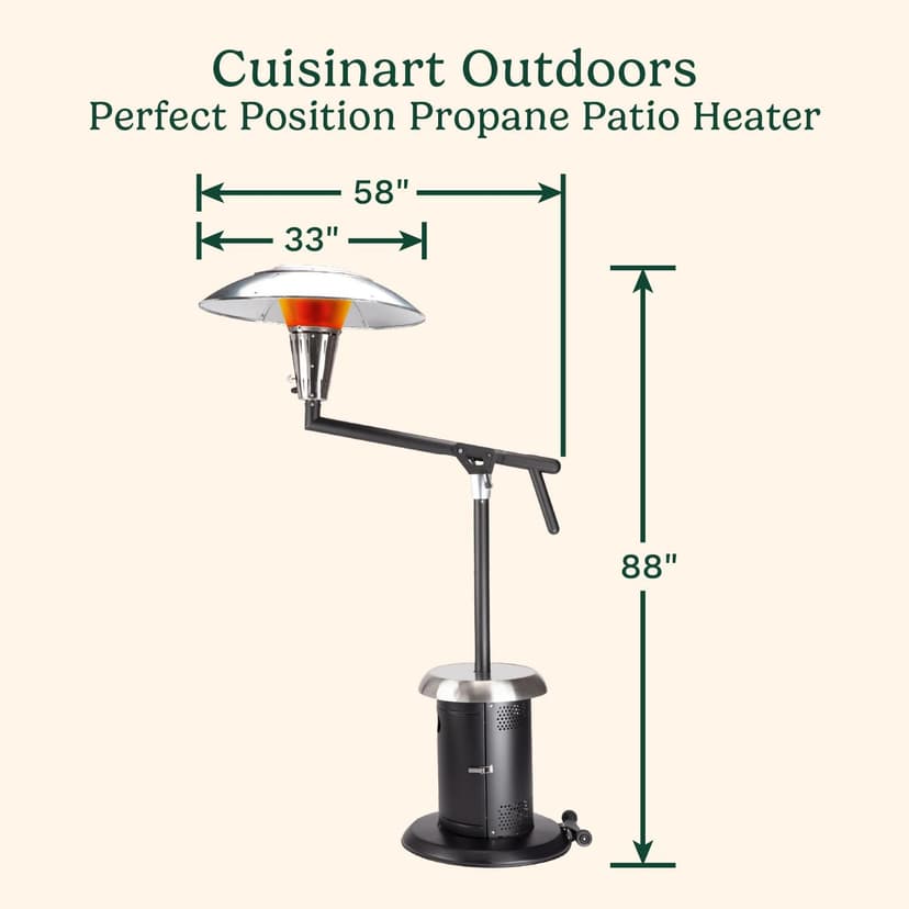 Cuisinart COH-400 Perfect Position Overhead Propane Patio Heater, Extra Large 33" Heat Shield