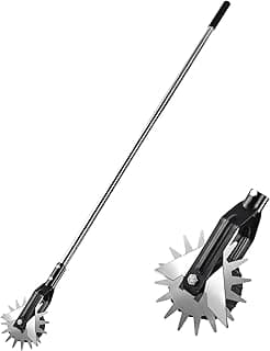 Wheel Rotary Edger Lawn Tool, Grass Edge Trimmer, Sidewalk Manual Lawn Edger, Strong 3 Sections Stainless Steel Handle with Cushion Grip, 58.3-Inch
