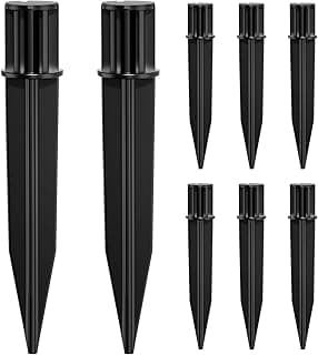 8 Pack Reinforced Ground Stakes, 0.75" x 5.12" Solar Lights Spikes, ABS Plastic Replacement Nails for Pathway Garden Torch Lights