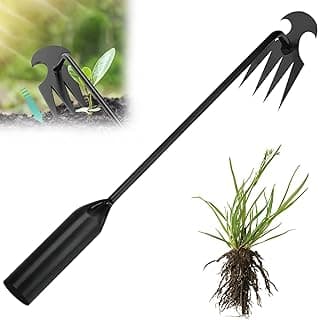 fugit Weed Puller Tool Garden Weed Pulling Tool– 15.7” Portable Garden Weeder, 4 Teeth Manganese Steel Forged Hand Tool for Uprooting Weeds, Ideal for Gardening (1PCS)