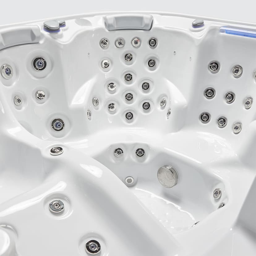 Dallas 6 - Person 82 - Jet Acrylic Hot Tub with LED Lights, Ozonator, and Cover in Ice White