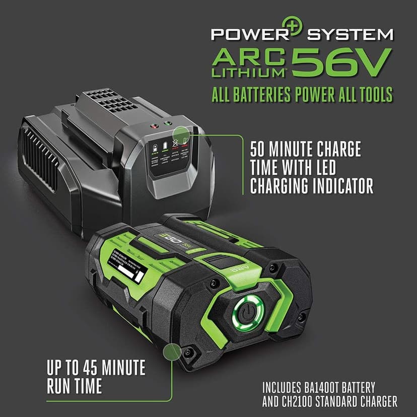 EGO Power+ String Trimmer, Battery Powered, 15" Trimmer for Weeds and Grass with POWERLOAD, Telescopic Aluminum Shaft, Includes 56V 2.5Ah Battery and Charger - ST1511T