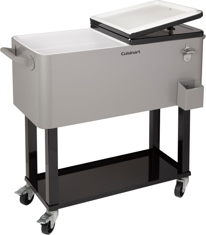 Cuisinart 80 Qt Cooler Cart, Portable Outdoor Beverage Cooler with Storage Shelf, Bottle Opener and Cap Collector, Summer BBQs, Cookouts and Tailgates, 48 Hour Cold Drinks, Chill, Fresh Sodas and Beer
