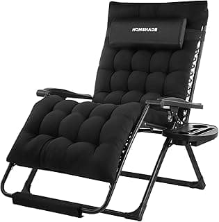 XXL Zero Gravity Chair with Cushion, 33In Oversized Zero Gravity Lounge Chair, Patio Outdoor Recliner Chair for Indoor Outdoor with Headrest, Cup Holder, Footrest Support 500Lbs, Black