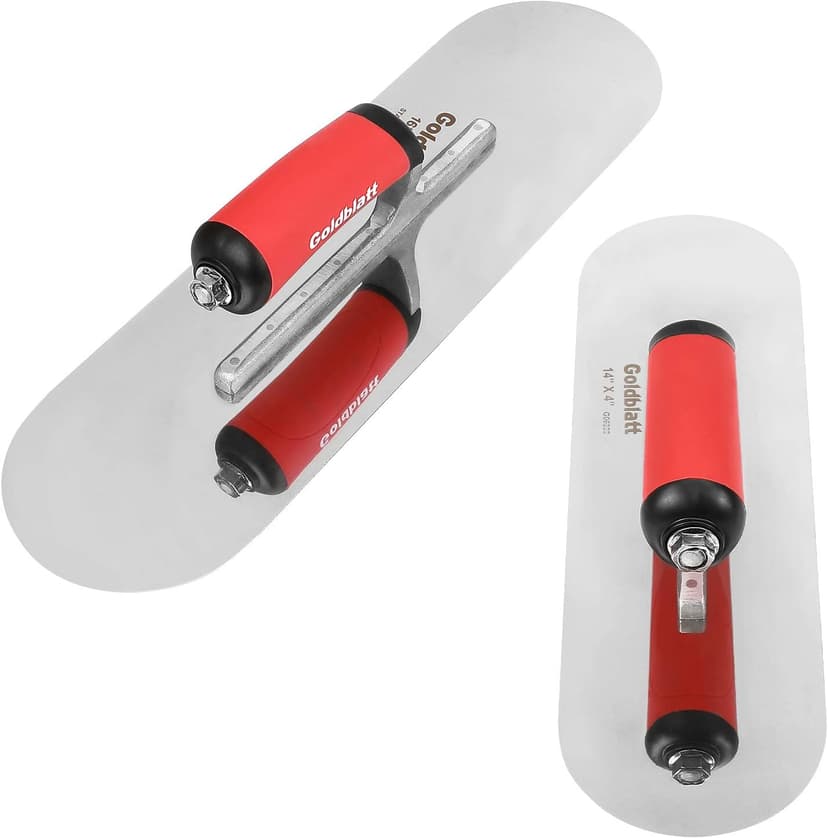 Goldblatt 2 Pieces Pool Trowel Stainless Steel with Soft Grip Handle, Includes 16'' x 4-1/2'' & 14'' x 4'' Finishing Trowels Set, Lightweight Alloy Mounting, Round End