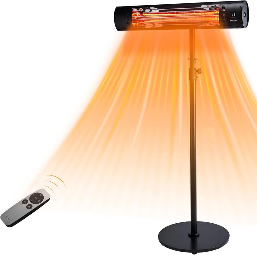 EAST OAK Electric Patio Heater, 1500W Wall Mounted & Standing Outdoor Indoor Infrared Electric Heater with IP65 Waterproof, Overheating Protection & Tip-over, 3 Heat Settings & 24H Timing