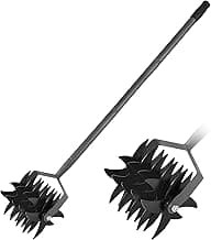Rotary Cultivator Tool,Adjustable Garden Cultivator,Long Handle Garden Hand Tiller Cultivator,Garden Cultivator for Soil or Reseeding Grass,All Metal Rotary Tiller for Aerate, Weed, in Garden Lawn