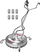 22" Pressure Washer Surface Cleaner with 4 Wheels & Dual Handles & 3 Nozzles, 4500PSI 6GPM Stainless Steel Pressure Washer Attachment for Concrete Driveway Sidewalk Deck Patio, Commercial Grade