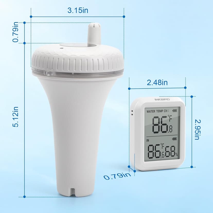 INKBIRD IBS-P01R 2nd Generation Wireless Floating Pool Thermometer Easy to Read for Hot Tub, Compatible with Gateway IBS-M1 and IBS-M2
