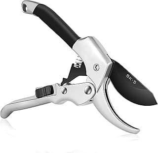 Ratchet Pruning Shears for Gardening Heavy Duty SK5 Japanese Steel Titanium coated Blades 3X Easier Cutting Ideal for Weak Hands & Arthritis. Anvil Pruner, Secateurs, Hedge Shears, Best Garden Gifts
