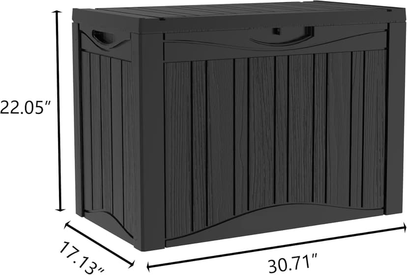 Outdoor Resin Storage Deck Box, 48 Gallon Capacity, Weather-Resistant, Black