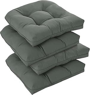 downluxe Outdoor Chair Cushions Set of 4 for Patio Furniture, Waterproof Tufted Overstuffed Patio Furniture Cushions, Thick Outdoor Seat Cushion, 19" X 19" X 5", Dark Grey