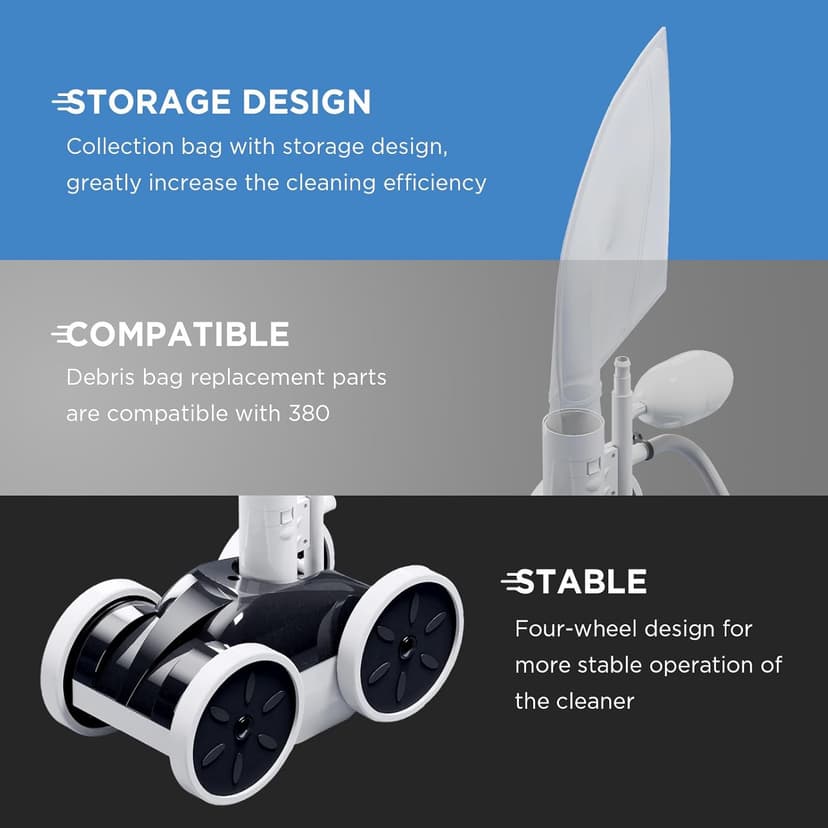 MAKHOON Upgrade Pool Pressure Side Sweeper: Professional Solution for Cleaning Your Swimming Pool (Four Wheels are Better Than Three)