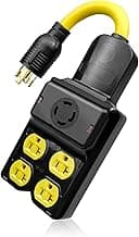 Generator Adapter Extension Cord L14-30P to 4X 5-20R/5-15R & L14-30R, 4 Prong 30 Amp to 110V, Twist Locking to 15 Amp/20 Amp Household Outlet, 125/250V 7500 Watts