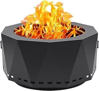 Smokeless Firepit Outdoor-25 Inch Large Smokeless Fire Pits for Outside with Handles, Portable Low Smoke Metal Wood Stove for Camping, Patio, Backyard, Garden, Picnic-XL