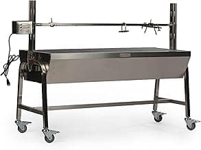 TITAN GREAT OUTDOORS Ash & Ember 13W Stainless Steel Rotisserie Grill, Rated 85 LB for Medium Game, 4 RPM Rotation Speed, Outdoor Grill with Dual Prong Spit Rod, Single Leg Bracket, and Spine Fork