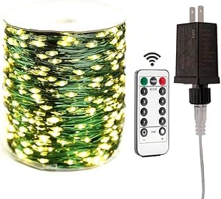 Extra Long Green Wire Fairy Lights Plug in 400FT High Bright 1200 LED Waterproof LED String Lights with Remote Warm White for Christmas Tree, Patio, Garden, Backyard