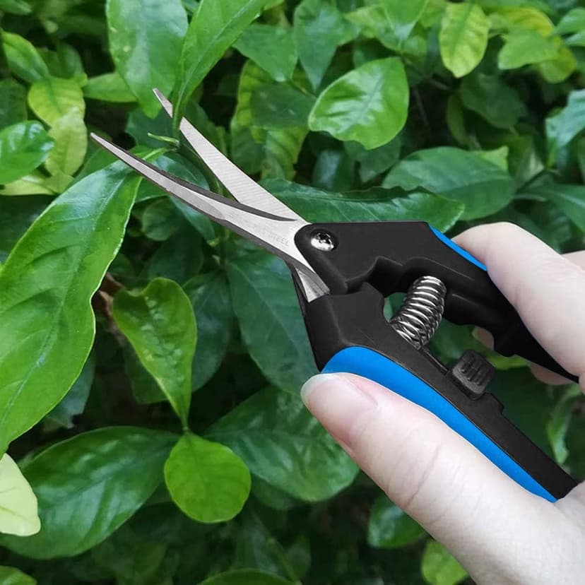 LDK 2Pack Straight Blade and Curved Blade Gardening Hand Pruner, Pruning Snip Pruning Shears, Garden Trimming Scissors with Stainless Steel Blades