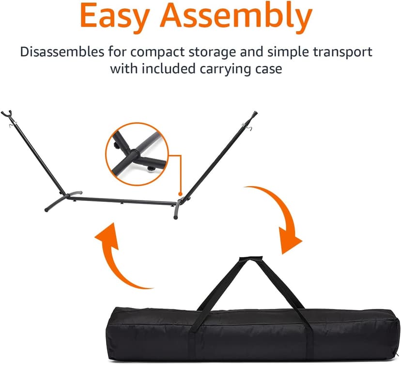 Amazon Basics 2 Person Heavy Duty Hammock Stand for Outside, Includes Portable Carrying Case, 9 foot, Black