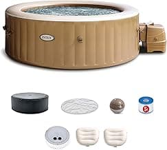 INTEX PureSpa 6 Person Bubble Massage Inflatable Hot Tub Spa Bundled with Battery Powered Multicolor LED Light, and Adjustable Headrest (2 Pack)