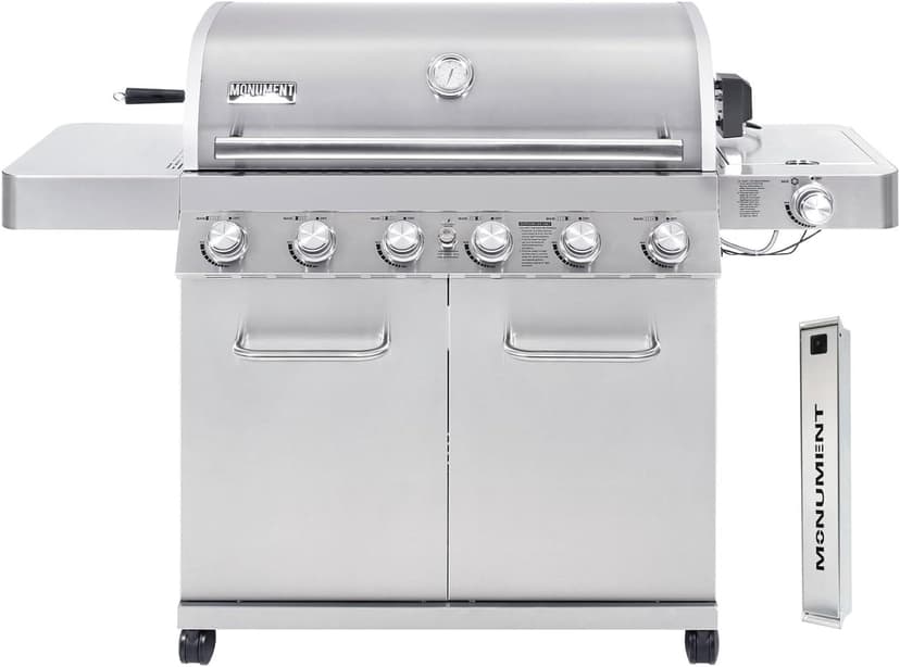 Monument Grills 77352 6-Burner Stainless Steel Cabinet Style Propane Gas Grill with Smoke Box(2 Items)