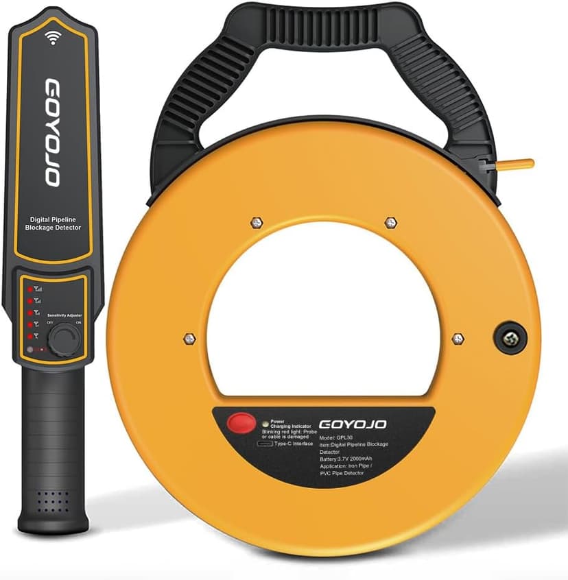 Pipeline Blockage Detector Locator, 30M Electromagnetic Induction Pipe Locator for Metal &PVC Pipes, 50 Cm Penetration Depth,&Accessories for Acc urate Detection, Includes Transmitter, Receiver
