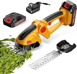 Hedge Trimmer Cordless with 21V Battery - 2 in 1 Electric Shrubbery Trimmer, Handheld Grass Shear Cutter Lightweight-Mini-Grass-Trimmer Bush Trimmer for Garden Yard Lawn Pruning