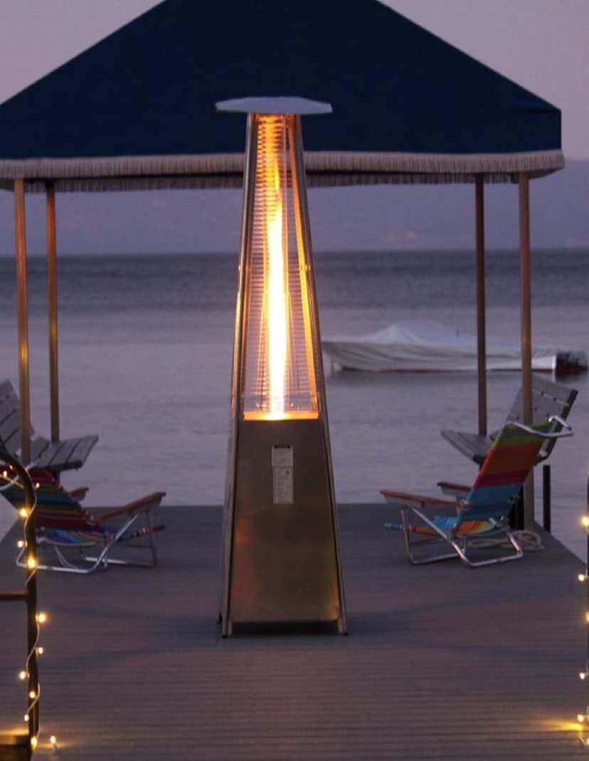 Hiland HLDS01-GTSS Pyramid Glass Tube Patio Heater, 48,000 BTU, Stainless Steel, CSA certified