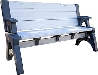 2-in-1 Outdoor Bench & Picnic Table - Foldable, Weather-Resistant Seating - Perfect for Patio, Lawn, Garden, or Deck - Durable Construction, Easy Assembly - Platinum White Birch