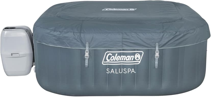 Coleman Hawaii AirJet Large Square 4 to 6 Person Inflatable Hot Tub Portable Outdoor Spa with 140 AirJets and EnergySense Cover, Grey