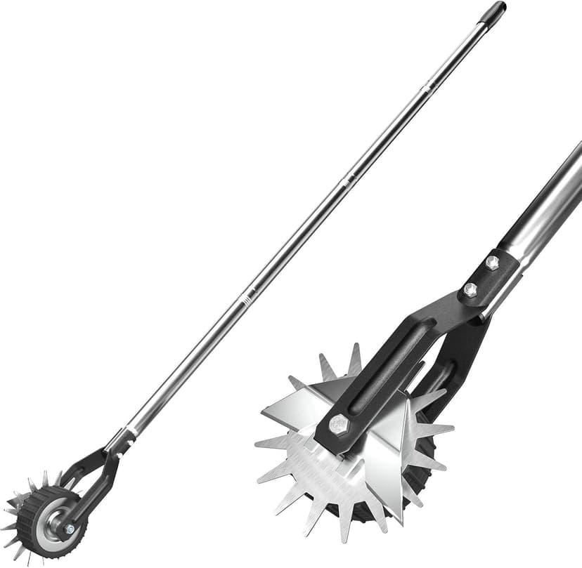 67.3-Inch Sidewalk Manual Lawn Edger, Wheel Rotary Edger, Rotary Shear, Strong 4 Sections Stainless Steel Handle Garden Edger Tool