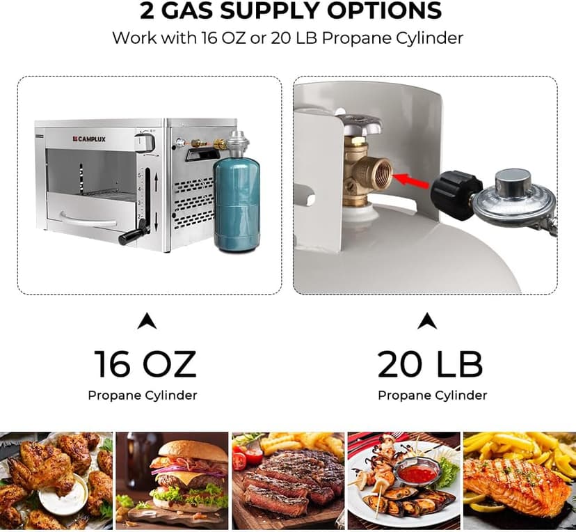 Camplux Propane Infrared Steak Grill,1600℉ Fast Efficient Heating Outdoor Portable Gas Grill with Vertical Cooking,Stainless Steel Single Burner Propane Gas Grill,Perfect for Steak,Ribeyes,Picnic,BBQ